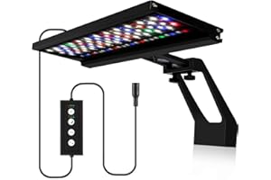 HORXFLIG 14W Luci per Acquario a LED a Clip, 24/7 Doppio Timer, 9 Colori, Luminosità Regolabile, Illuminazione per Piante a LED per Acquario D'acqua Dolce, per Acquario di 30-45 cm