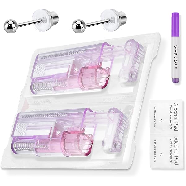 Orecchini Sterili Per Piercing Pistola WARRIOR Monouso Orecchini Maker Con Tamponi Alcolici Semplice Da Usare A Casa Adatto Donna Uomo Per Orecchio E Helix 12 Pz