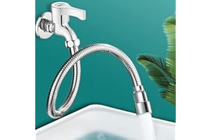 HEBEOT Prolunga per rubinetto da cucina antiscivolo, testa a spruzzo girevole a per 360°, beccuccio regolabile per bagno e cucina (40 cm)