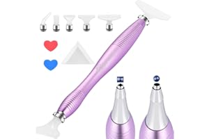 benote Metal Diamond Painting Pen, Ergonomic Diamond Art Drill Sticky Pen Tools 5 D Diamond Painting Accessories with Multi Replacement Pen Heads and Wax (Purple)