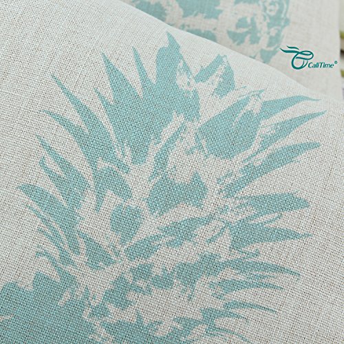 Euphoria Home Decor Kissen Kissen Shell Mischgewebe Baumwolle Leinen Manuelle Sketch Ananas Print 45 cm x 45 cm, baumwolle, Hellblau, 45,7 x 45,7 cm - 5