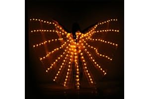 Fulluky Alas de Mariposa de Hadas para Adultos, Luces LED Alas de ISIS para Danza del Vientre con Varilla Extensible, Ropa Luminosa de Rendimiento para Halloween y Fiestas de Navidad (Amarillo)
