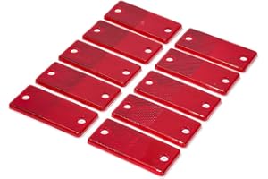 TAEUYYM 10 x Trailer Rectangular Red Reflectors, Reflective Rectangular for Gate Posts, Rectangular Rear Reflectors Screw Fixing, Trailer Reflector Suitable for RV Truck Tractor Gate Reflectors(Red)