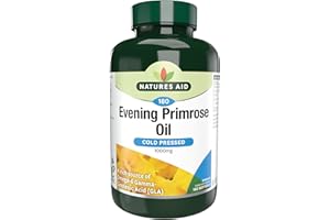 Natures Aid Evening Primrose Oil 1000mg – Cold Pressed Omega-6 GLA – Supports Hormonal Balance & Skin Health – High Strength Potency – Non-GMO, Gluten-Free – 180 Softgel Capsules