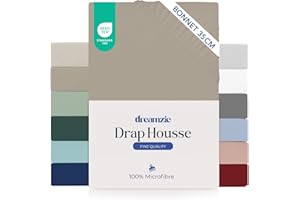 Dreamzie Drap Housse 160 x 200 Bonnet 35 cm pour Matelas Épais - 100% Microfibre - Lin, Certifié sans Produits Chimiques (Oeko TEX), Drap Housse avec Élastique Complet