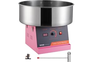 VEVOR Machine à barbe à papa électrique, 1000W, appareil à barbe à papa commercial avec bol en acier inoxydable et cuillère à sucre, parfait pour maison, anniversaire d'enfant, fête de famille (rose)