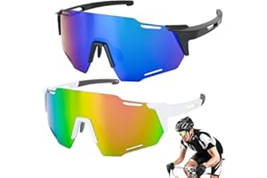 WuGU Gafas de Sol Deportivas Polarizadas, 2 Gafas de Sol para Hombre y Mujer, Gafas Ciclismo Hombre, Protección UV400, Gafas Running Hombre, para Correr, Esquí, Béisbol, Carreras, Ciclismo, Pesca