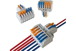 Aiqeer 12 Pcs KV426 Lever-Nut Wire Connectors, 2 in 6 Out 8 Ports Conductor Compact Wire Connectors, Cable Clamp Terminal Block Quick Spring Connector