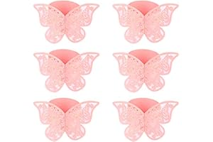 Anloo Lot de 100 boucles de serviette en papier en forme de papillon découpées au laser 3D pour mariage, dîner, fête, serviette de table, festival, anniversaire de mariage, restaurant (rose)