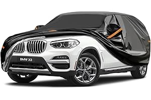 GUNHYI 7 Layers SUV Car Cover Waterproof Breathable, Heavy Duty Outdoor 4x4 Car Cover Sun Rain Dust Protection With Zip,Universal Fit For Ford Kuga,BMW X3,Honda CRV,Peugeot 5008 car cover,etc. Black