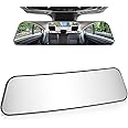 JoyTutus Rear View Mirror, Universal 12 Inch Panoramic Convex Rearview Mirror, Interior Clip-on Wide Angle Rear View Mirror to Reduce Blind Spot Effectively for Car SUV Trucks -Clear(305X75mm)