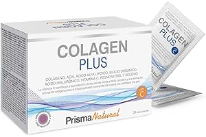 Prisma Natural-Colagen Plus sobres.Complemento alimenticio colageno hidrolizado, ingredientes como: acido hialuronico, resveratrol,silicio organico y vitamina C. Antiedad/antienvejecimiento 30 sobres