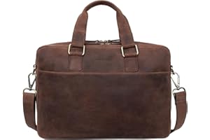 Marc Peter® Sydney Lehrertasche Herren Leder Aktentasche Laptoptasche Bürotasche Businesstasche groß XXL Umhängetasche Bräun