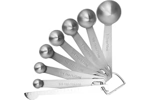 ‎RENA CHRIS Measuring Spoons, Premium Heavy Duty 18/8 Stainless Steel Measuring Spoons Cups Set, Small Tablespoon with Metric and US Measurements, Set of 8 for Measuring Dry and Liquid Ingredients