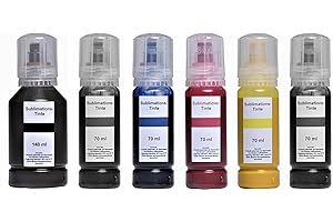 INKPRO 490 ml d'encre de sublimation compatible avec Epson Ecotank 114 pour EcoTank ET-8500, ET-8550-140 ml noir + 70 ml photo-noir, cyan, magenta, jaune, gris
