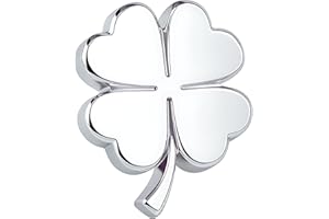 COOLMETALJACKET Pins Trèfle 4 Feuilles | Broche Femme Vêtement Décolleté | Broches Et Pins Pour Femmes | Broche Fleur | Trefle 4 Feuilles | Accessoire Saint Patrick Femme | Clover | Cadeau Chance Argenté