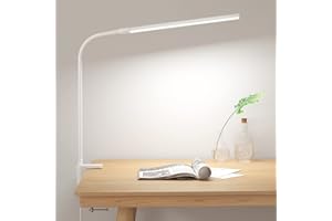 Lepro Lampe de bureau LED Flexible 360° avec Pince, Lampe de Lecture USB 54leds 460LM, Dimmable, 3 Modes d'éclairage x 10 Niveaux de Luminosité, pour le Bureau, le chevet, l'étude (Blanc)
