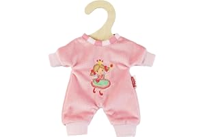 Heless 9581 – Docksparkdräkt prinsessa Emily, i rosa, med prinsessor, brodering, för dockor och gosedjur i storlek 20–25 cm
