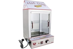 Beeketal 'HDS-2' Profi Gastro Edelstahl Hot Dog Steamer Maker zum Erhitzen und Warmhalten von ca. 100 Hotdog Würstchen und 20 Brötchen, Hotdog Würstchenwärmer und Brötchenwärmer Imbiss Stand Gerät
