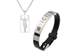 GETFACAI Messi10 Football Star Bracelet, Football Necklace, Boys Necklace Kids, Football Stuff, Stuff for Boys, Adjustable Football Gifts Sets Suitable for Kids Friends Soccer Fans Gifts
