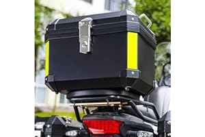 Cachpib 45L Motorbike Top Case, Waterproof Dustproof Motorcycle Top Box PP Motorbike Trunk Travel Luggage Storage Tour Tail Box Lockable Motorcycle Rear Box with Reflective Strips