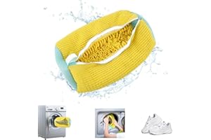 BAGALQIO Shoe Washing Machine Bag, Shoe Cleaning Bag, Deep Cleaning Shoe Bag, Shoes Laundry Bag, Portable Reusable Shoe Bag for Washing Machine, All Shoe Types And Sizes (Yellow 1pcs)