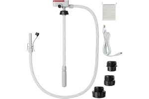 FANTASK Elektrische Kraftstoff-Umfüllpumpe mit Auto-Stopp-Sensor, 3,2 GPM Benzin-/Diesel-/Ölpumpe mit Schlauch und 3 Adaptern, Rot + Weiß