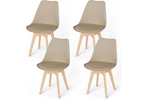 JIJIAN 4er Set Esszimmerstühle mit Polsterung, Massive Buchenbeine, Küchenstühle, Skandinavischer Stil Geeignet für Esszimmer, Küche, Wohnzimmer.