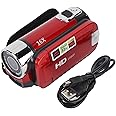 Handheld Video Camcorder, 1080P 16MP DV Camera 16x Digital Zoom Video Camera with 2.7in TFT Rotatable Screen and USB Cable (Red)