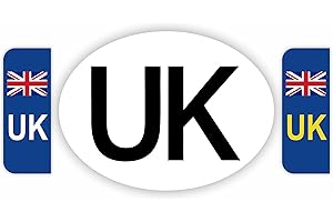 INKati UK Car Stickers 3-Pack Official Size - Incl UK Number Plate Stickers/UK Sticker for Driving Abroad/UK Car Stickers for Europe/GB Stickers for Car Europe/UK Number Plate Sticker (3pk UK)