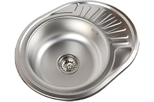 ANW HOME Lavello in acciaio 57x45x16 cm, lavello da cucina lavello da cucina lavello 1 lavabo, Argento