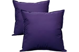Olivia Rocco Pack of 2 Waterproof Cushion Cover Outdoor Garden Breathable Decorative Cushions Covers for Patio Bench Sofa Furniture Indoor Living Room Bed Chair Scatter, 60 x 60 cm Purple