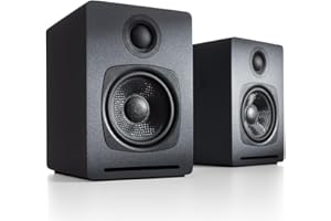 Audioengine A1 Haut-Parleurs Stéréo Bluetooth aptX | Enceintes de Bureau | Connexion Filaire ou Sans Fil, Port d'Entrée AUX pour Ordinateur, Platine, TV, Connexion pour Caisson de Basses (Paire, Gris)