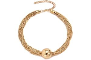 Clataly Chunky Sphere Pendant Necklace Exaggerated Multi-layer Statement Necklace Bracelets Thick Chains Jewelry for Women Girls