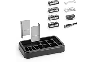 FINETCH Rasierständer & 8PC-Schutzkamm-Set Kompatibel mit O Blade QP2724 QP2834 QP25XX QP26XX 360 Pro, Aufsätze Oblade Zubehör mit 1/2/3/5 mm Fixierkämmen & 0/3mm Körperkamm für Barttrimmer