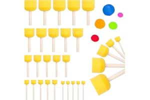 LOBVABA 30PCS Éponge Peinture en Mousse Brosse Rondes pour Poterie et Graffitis - Pinceau Éponge pour Enfant
