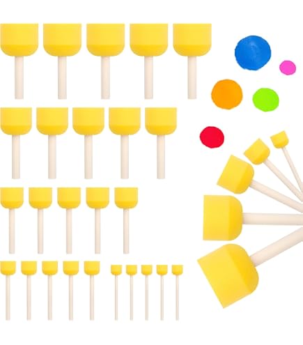Piccolino Schwammpinsel-Set – 5-tlg., Flach, 3x 25 Mm & 2x 50 Mm, Mit Holzgriff