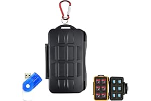 LXH Memory Card Case Holder SD SDHC SDXC CF MSD TF Micro SD Card Durable Waterproof Storage Computer Camera Card Cartridge With Carabiner & Card Reader For 12 SD & 12 TF/Micro SD