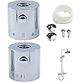 Thermostatic Control Handles 1 Pair Thermostatic Shower Mixer Knob Chrome Finish Shower Temperature Control Handle Knob Shower Stop Valve Shower Control Valve for Bathroom Washroom Kitchen
