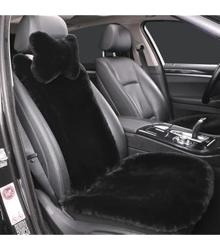 SE0087 Seat Cover Zone Tech Genuine Sheepskin Gray Universal Fit Car Seat Cover – Full Seat, Charcoal Gray, Plush Furry Seat Covers For Car - Foto 6