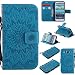 Produktbild Hozor PU Leder Hülle für Samsung Galaxy S3 / SM-I9300 4.8 zoll Embossing Prägung Blumen Muster Ledertasche Weiche TPU Soft Rückseite Abdeckung Handytasche Bumper Schutzhülle Brieftasche Flip Case Wallet Cover Bookstyle Handyhülle Tasche Anti-Scratch Shell Folio Klapphülle mit Standfunktion Magnetverschluss und Kredit Kartenfächer - Light Blue