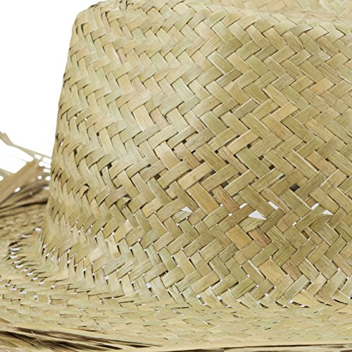 Relaxdays Strohhut geflochten, Strandhut, Einheitsgröße, Hawaii, Sommer, Strand, HBT: 13 x 39 x 39 cm, natur - 4