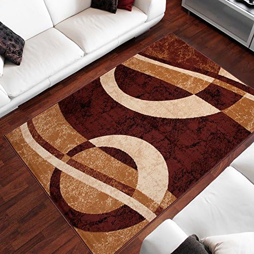 TAPISO Dream Area Rug Living Room Bedroom Short Pile Durable Carpet Brown Beige Geometric Shapes Modern Size - 160 x 220 cm (5ft3 x 7ft3)