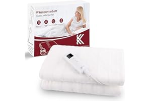 REDKEY Wärmeunterbett mit Abschaltautomatik, Heizdecke Unterbett mit 7 Temperaturstufen, Heizunterbett mit Überhitzungsschutz, waschbar, 160x130 cm, Befestigungsgurte