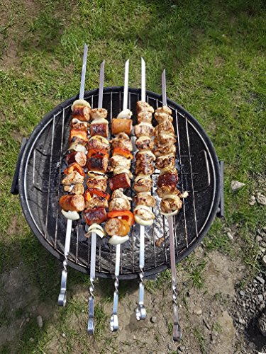 10 STÜCK Edelstahl BBQ Grillen Kabob Skewers. Länge: 60 cm, Breite: 1 cm, ca. 2 mm dick für alle Grill braucht.