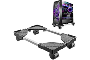 Soporte para CPU para PC: TOATELU Universal Ajustable Soporte de Escritorio con 2 Ruedas de Bloqueo y 2 Ruedas Giratorias de 360°, Carro de CPU Debajo del Escritorio, Negro