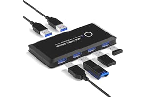 TCNEWCL USB 3.0 Switch 2 In 4 Out USB Umschalter für 2 PC, USB 3.0 KVM Switch für 2 Computer gemeinsam mit 4 USB-Geräten, mit Stromkabel und 2 USB 3.0-Kabel