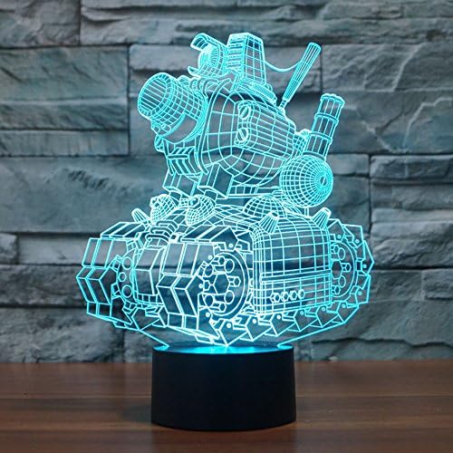 Tank Cannon 3D Night Light Touch Table Desk Lamps, HAIYU 7 Color Changing Illusion Lights with Acrylic Flat &amp; ABS Base &amp; USB Charger for Christmas Gift