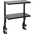VIVO Clamp-on 13 inch Above or Below Desk 2-Tier Shelving Unit for Table Accessories, Gaming Devices, and More, Storage Tray, Desktop Organizer, Black, STAND-SHELF2C