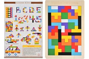 Wooden Tetris Puzzle YOTINO 40Pcs Wooden Jigsaws Puzzles for Toddlers Wooden Intelligence Puzzle Tangram Jigsaw Brain Teaser Toy Brain Game Building Block Educational Gift